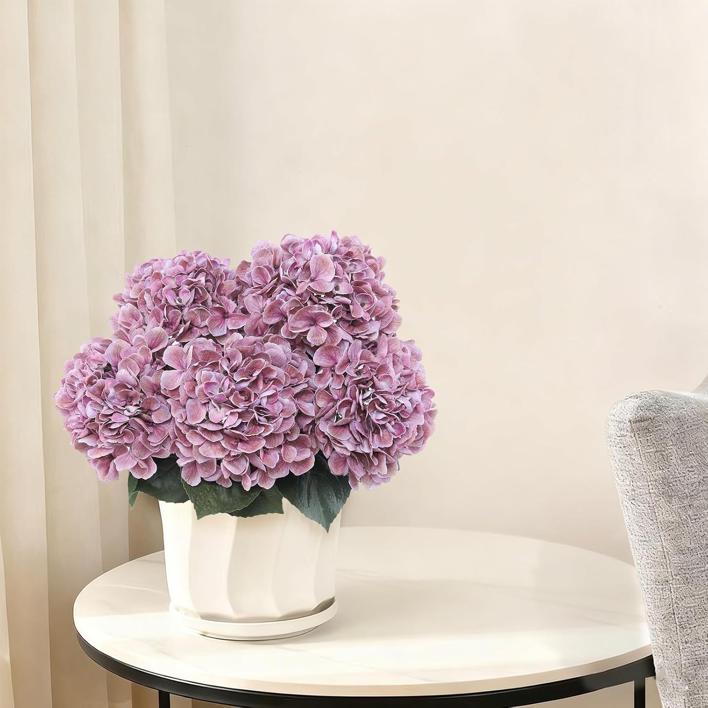 3pcs Lush Real Touch Hydrangea Artificial Flowers,Blue | 6.5" Flower Head, 24.8" Faux Bloom Flowers Stems for Home DIY Wedding Bouquet Arrangements Centerpieces Party Decor