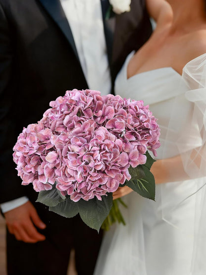 3pcs Lush Real Touch Hydrangea Artificial Flowers,Blue | 6.5" Flower Head, 24.8" Faux Bloom Flowers Stems for Home DIY Wedding Bouquet Arrangements Centerpieces Party Decor