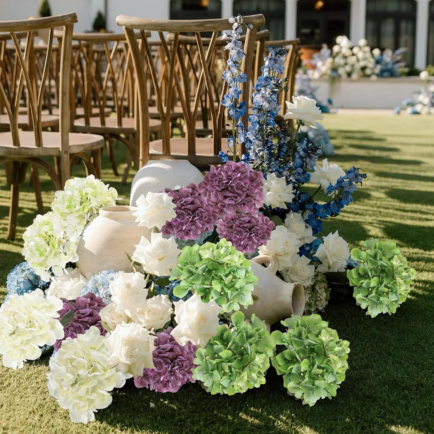 3pcs Lush Real Touch Hydrangea Artificial Flowers,Blue | 6.5" Flower Head, 24.8" Faux Bloom Flowers Stems for Home DIY Wedding Bouquet Arrangements Centerpieces Party Decor