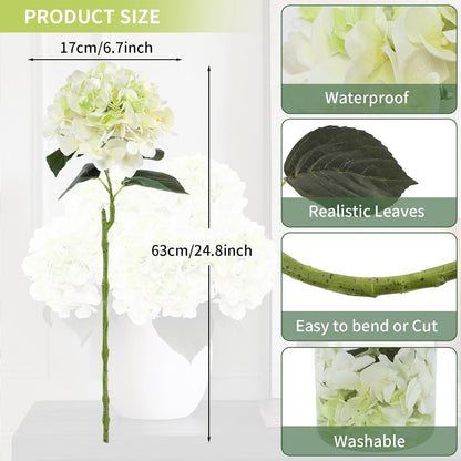 3pcs Lush Real Touch Hydrangea Artificial Flowers,Blue | 6.5" Flower Head, 24.8" Faux Bloom Flowers Stems for Home DIY Wedding Bouquet Arrangements Centerpieces Party Decor