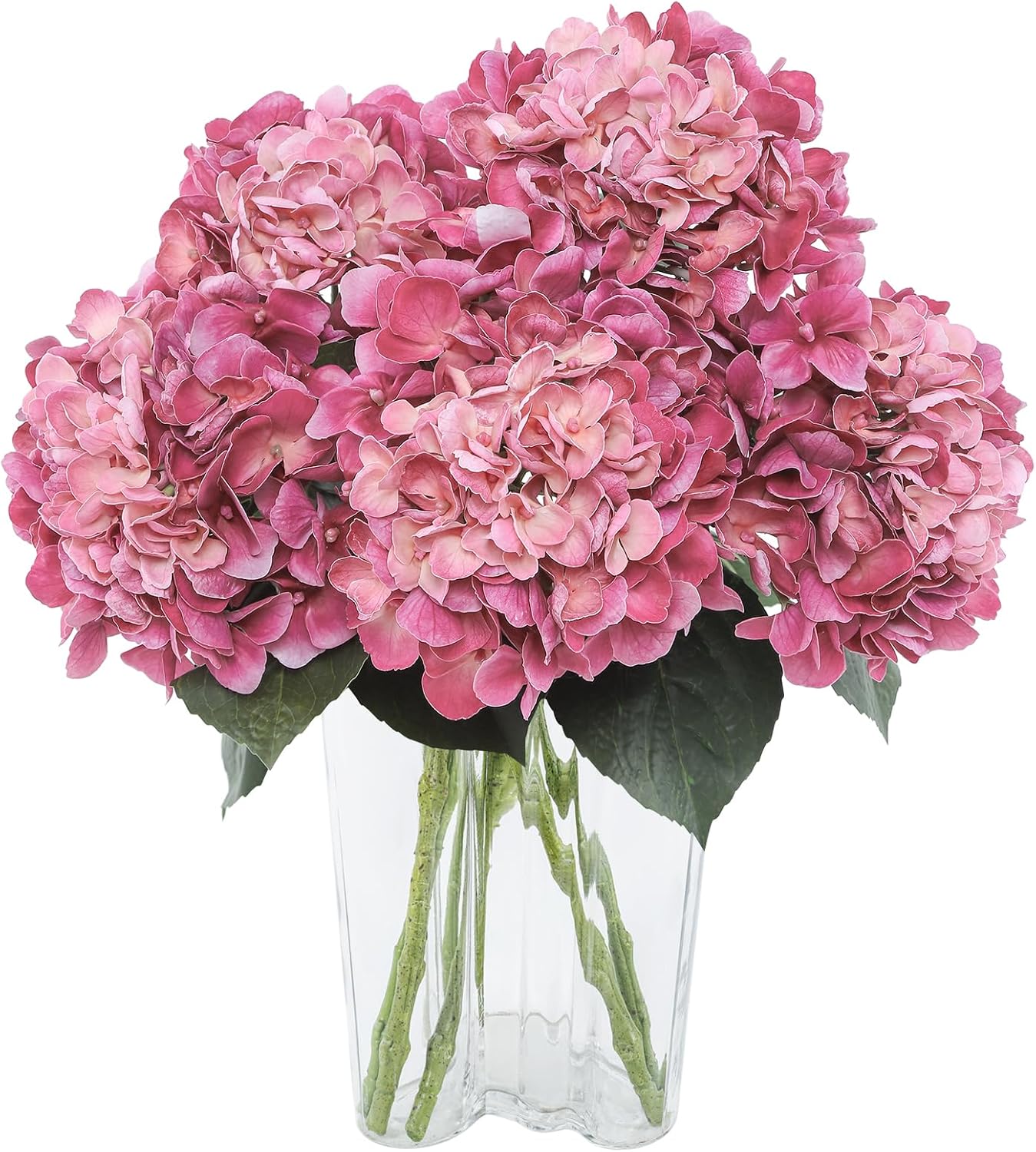 3pcs Lush Real Touch Hydrangea Artificial Flowers,Blue | 6.5" Flower Head, 24.8" Faux Bloom Flowers Stems for Home DIY Wedding Bouquet Arrangements Centerpieces Party Decor