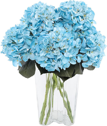 3pcs Lush Real Touch Hydrangea Artificial Flowers,Blue | 6.5" Flower Head, 24.8" Faux Bloom Flowers Stems for Home DIY Wedding Bouquet Arrangements Centerpieces Party Decor