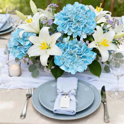 3pcs Lush Real Touch Hydrangea Artificial Flowers,Blue | 6.5" Flower Head, 24.8" Faux Bloom Flowers Stems for Home DIY Wedding Bouquet Arrangements Centerpieces Party Decor