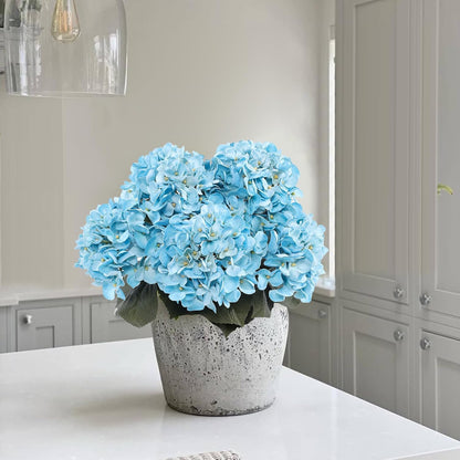3pcs Lush Real Touch Hydrangea Artificial Flowers,Blue | 6.5" Flower Head, 24.8" Faux Bloom Flowers Stems for Home DIY Wedding Bouquet Arrangements Centerpieces Party Decor