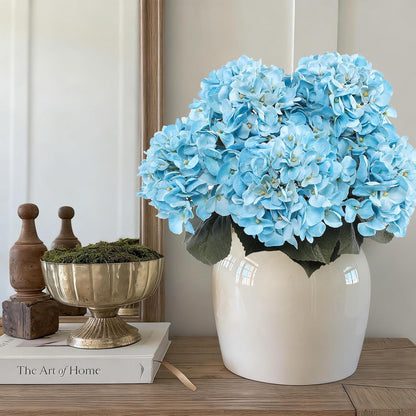 3pcs Lush Real Touch Hydrangea Artificial Flowers,Blue | 6.5" Flower Head, 24.8" Faux Bloom Flowers Stems for Home DIY Wedding Bouquet Arrangements Centerpieces Party Decor