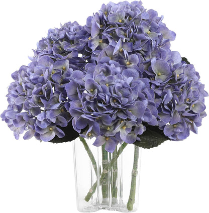 3pcs Lush Real Touch Hydrangea Artificial Flowers,Blue | 6.5" Flower Head, 24.8" Faux Bloom Flowers Stems for Home DIY Wedding Bouquet Arrangements Centerpieces Party Decor