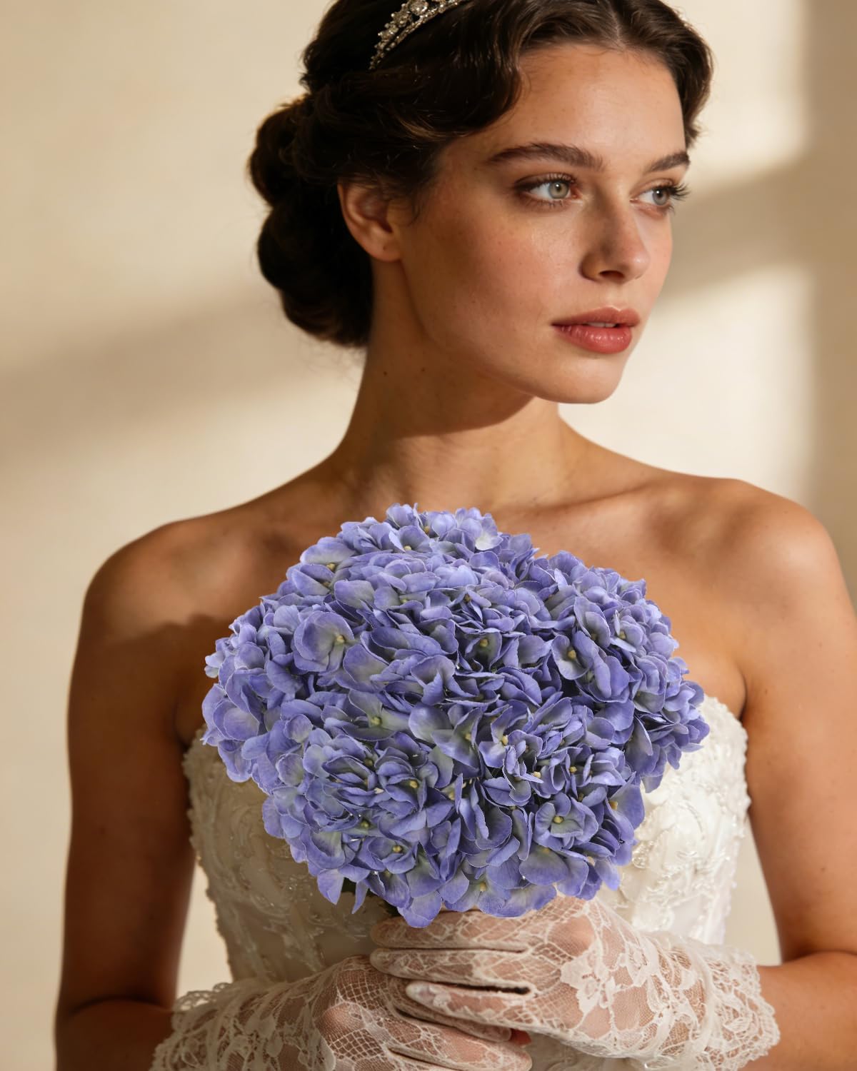 3pcs Lush Real Touch Hydrangea Artificial Flowers,Blue | 6.5" Flower Head, 24.8" Faux Bloom Flowers Stems for Home DIY Wedding Bouquet Arrangements Centerpieces Party Decor