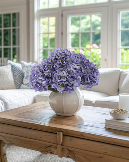 3pcs Lush Real Touch Hydrangea Artificial Flowers,Blue | 6.5" Flower Head, 24.8" Faux Bloom Flowers Stems for Home DIY Wedding Bouquet Arrangements Centerpieces Party Decor