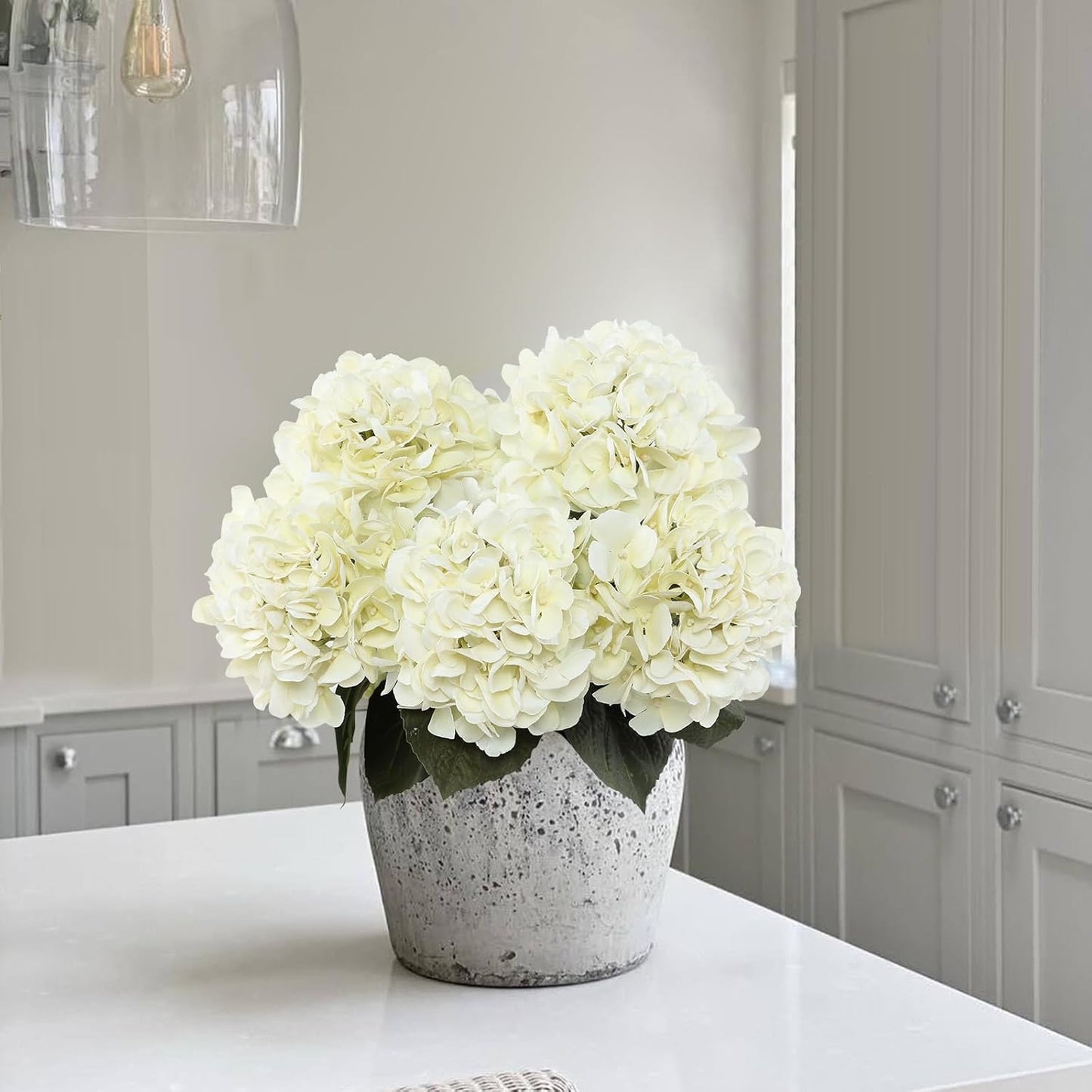 3pcs Lush Real Touch Hydrangea Artificial Flowers,Blue | 6.5" Flower Head, 24.8" Faux Bloom Flowers Stems for Home DIY Wedding Bouquet Arrangements Centerpieces Party Decor