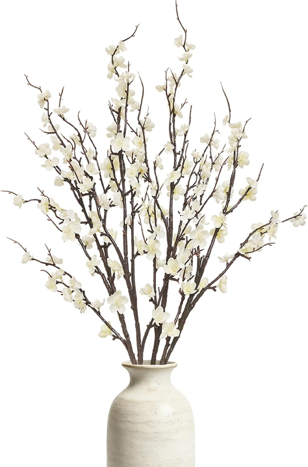 Cherry Blossom Branches 39 Inch White Fake Flowers Spring Decorations for Home Decor, Artificial Flowers Long Stem Branches for Vase Wedding Office Party Table Decor Centerpieces
