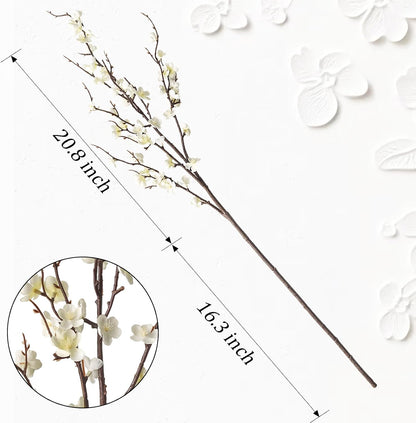 Cherry Blossom Branches 39 Inch White Fake Flowers Spring Decorations for Home Decor, Artificial Flowers Long Stem Branches for Vase Wedding Office Party Table Decor Centerpieces