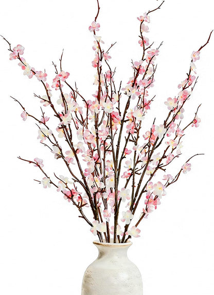 Cherry Blossom Branches 39 Inch White Fake Flowers Spring Decorations for Home Decor, Artificial Flowers Long Stem Branches for Vase Wedding Office Party Table Decor Centerpieces