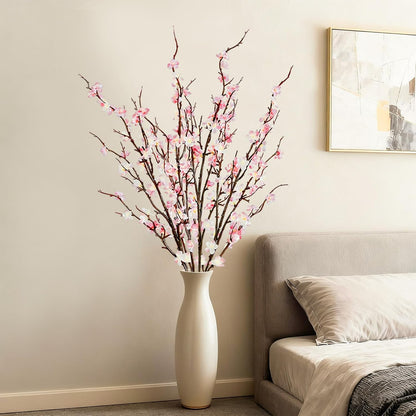 Cherry Blossom Branches 39 Inch White Fake Flowers Spring Decorations for Home Decor, Artificial Flowers Long Stem Branches for Vase Wedding Office Party Table Decor Centerpieces