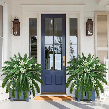 48" Large Fake Ferns Artificial Ferns for Outdoors | Large, Faux Boston Fern, 110 Branches, Realistic, UV Resistant, Planter Home Garden Porch Decor, 1Pcs