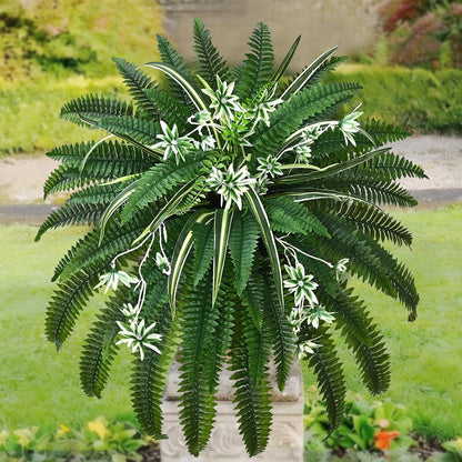 48" Large Fake Ferns Artificial Ferns for Outdoors | Large, Faux Boston Fern, 110 Branches, Realistic, UV Resistant, Planter Home Garden Porch Decor, 1Pcs