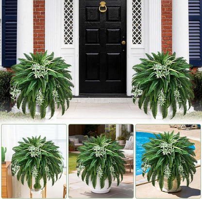 48" Large Fake Ferns Artificial Ferns for Outdoors | Large, Faux Boston Fern, 110 Branches, Realistic, UV Resistant, Planter Home Garden Porch Decor, 1Pcs