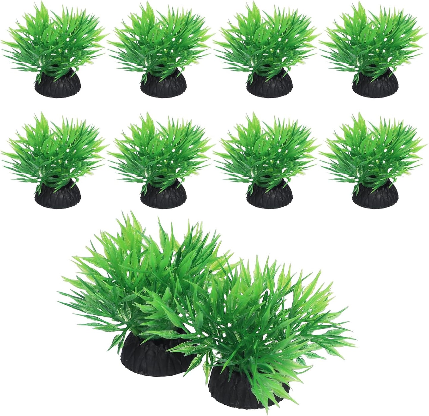 20 Pcs Artificial Aquarium Plants Fish Tank Plants Decoration | Plastic 1" Tall Aquarium Plant Decorations Mini Grass Set Plant Fish Tank Accessories (Green)
