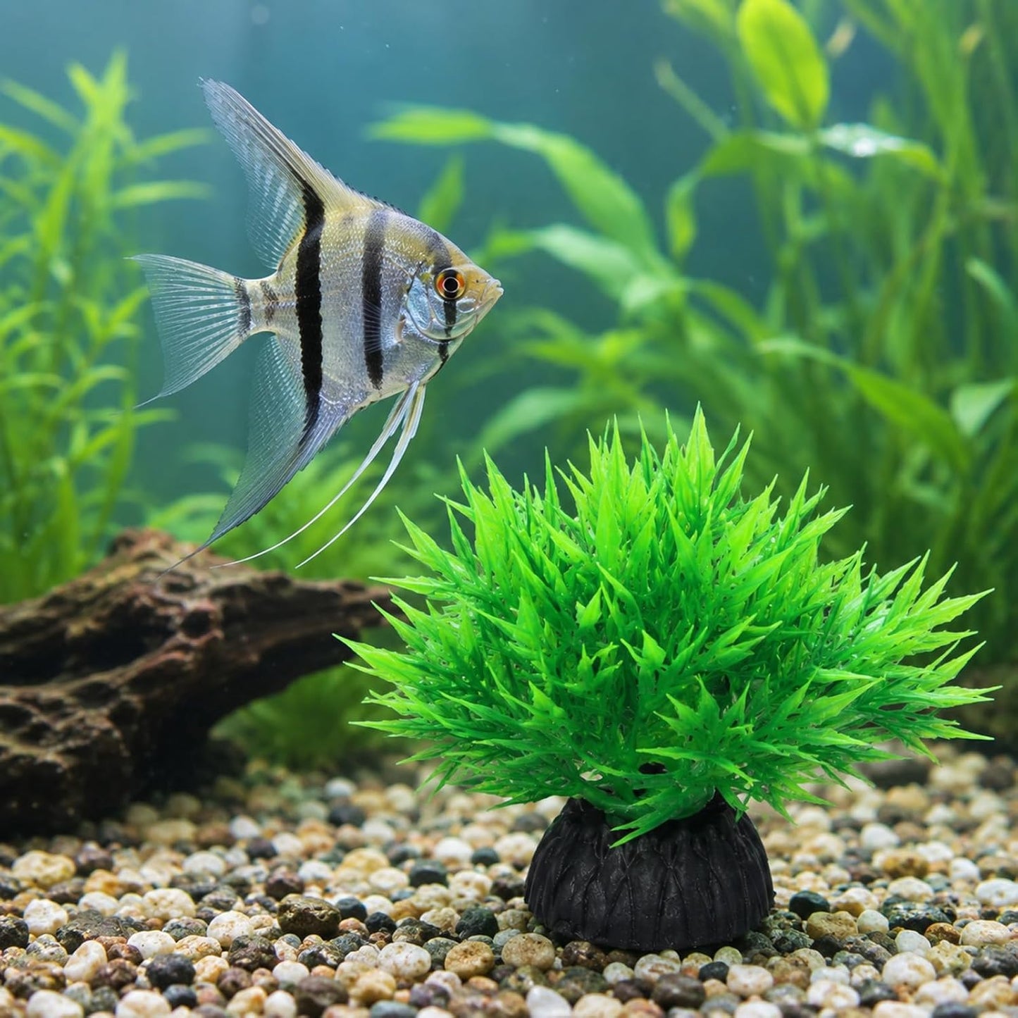 20 Pcs Artificial Aquarium Plants Fish Tank Plants Decoration | Plastic 1" Tall Aquarium Plant Decorations Mini Grass Set Plant Fish Tank Accessories (Green)