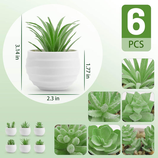 6 Pack Fake Plants Small Realistic Succulents Plants Artificial for Home Room Decor Indoor