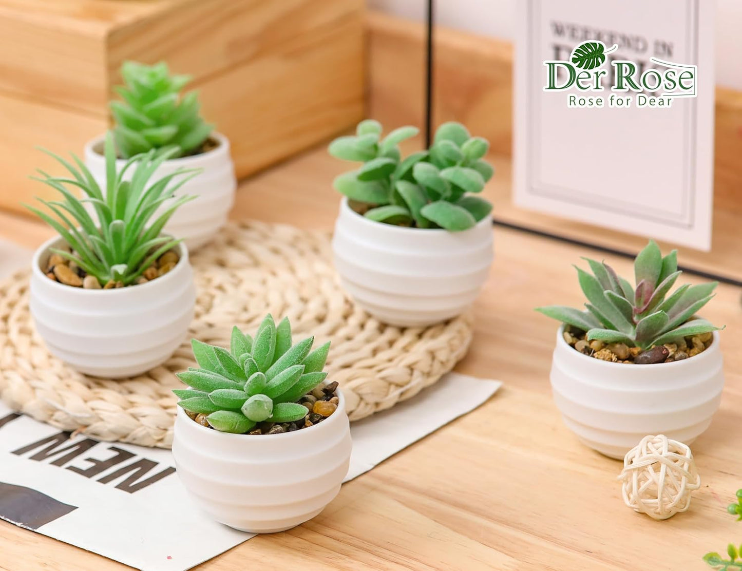 6 Pack Fake Plants Small Realistic Succulents Plants Artificial for Home Room Decor Indoor