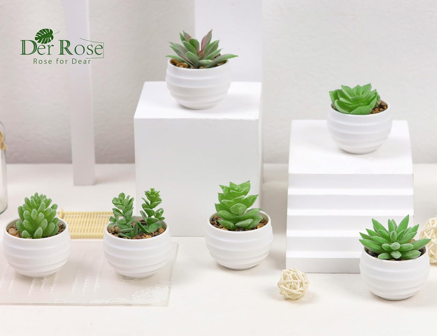 6 Pack Fake Plants Small Realistic Succulents Plants Artificial for Home Room Decor Indoor