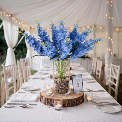 10PCS Blue Delphinium Artificial Flowers 25.2in Faux Silk Flowers Bulk Larkspur Gladiolus Style Fake Blue Flowers for Vase Home Wedding Centerpiece Table Decor Outdoor Floral Filler Florals