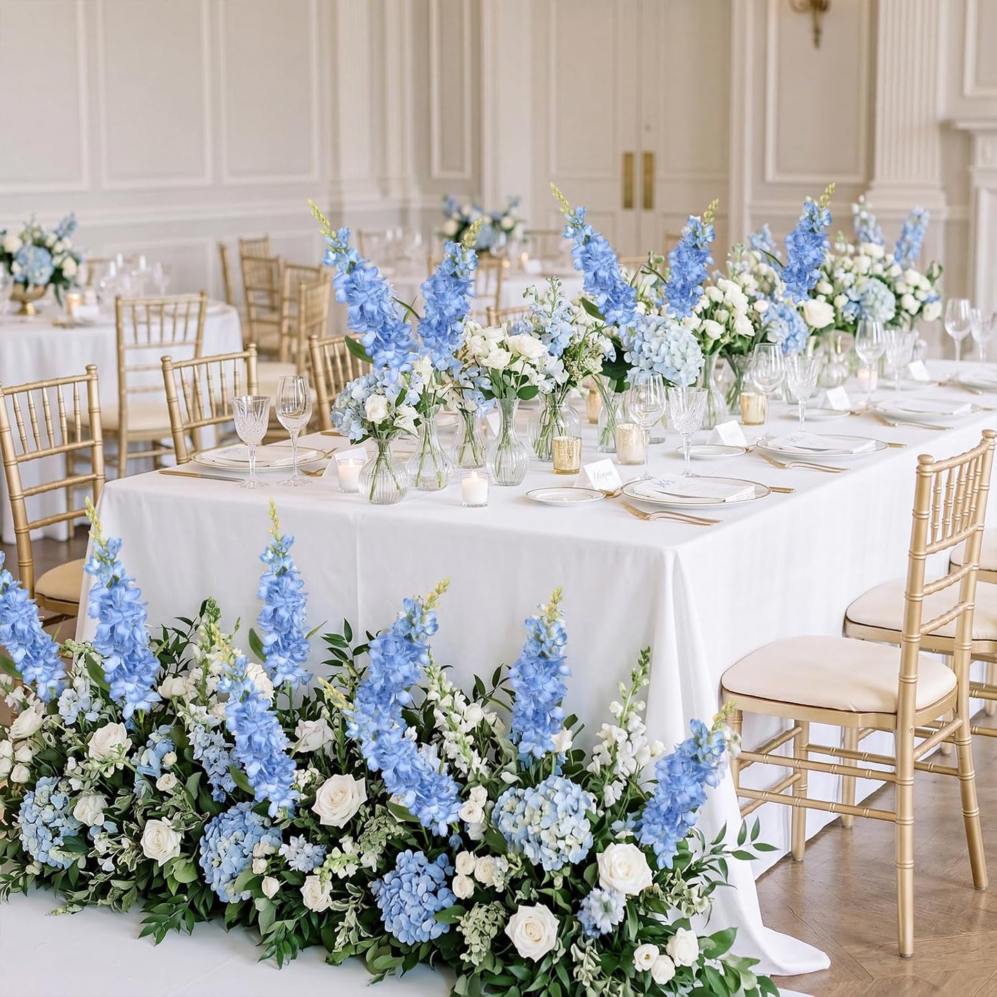 10PCS Blue Delphinium Artificial Flowers 25.2in Faux Silk Flowers Bulk Larkspur Gladiolus Style Fake Blue Flowers for Vase Home Wedding Centerpiece Table Decor Outdoor Floral Filler Florals
