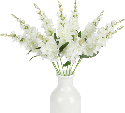 10PCS Blue Delphinium Artificial Flowers 25.2in Faux Silk Flowers Bulk Larkspur Gladiolus Style Fake Blue Flowers for Vase Home Wedding Centerpiece Table Decor Outdoor Floral Filler Florals