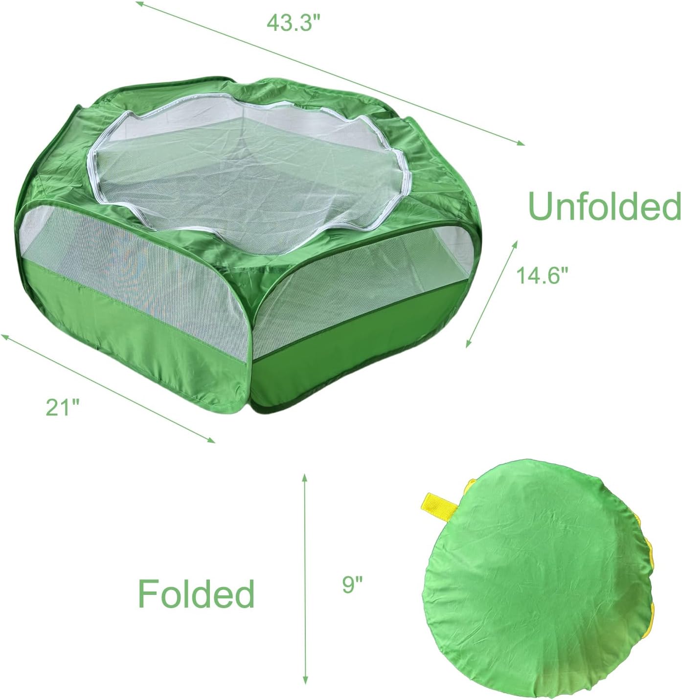 Small Animal Playpen with Zippered Mesh Cover - Portable Foldable Chicken Brooder Box, Indoor Outdoor Enclosure for Guinea Pigs, Bunny, Rabbits, Ferrets, Chinchillas, Kittens (Black)