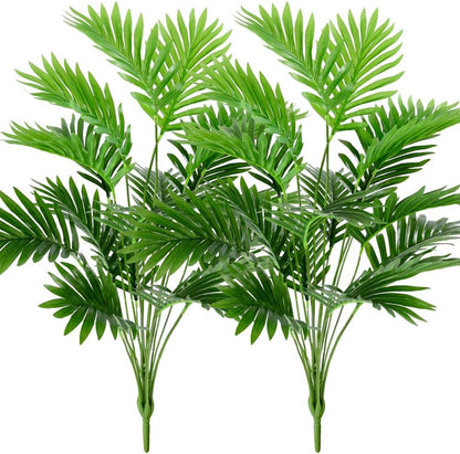 Artificial Areca Palm Tree Faux Plants 30 inch Artificial Plants 2 Pcs Faux Fake Palm Tree Large Areca Palm Plants Tropical Leaf Greenery Family Office Indoor Outside Decor