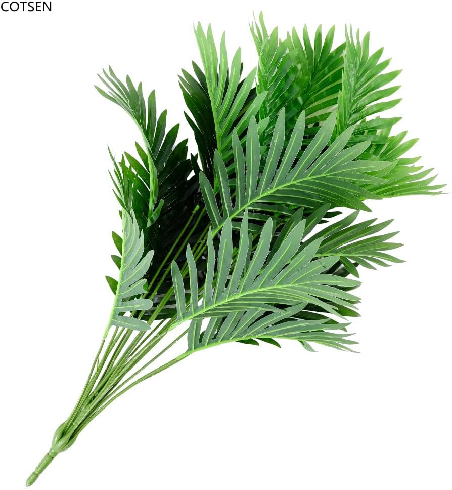 Artificial Areca Palm Tree Faux Plants 30 inch Artificial Plants 2 Pcs Faux Fake Palm Tree Large Areca Palm Plants Tropical Leaf Greenery Family Office Indoor Outside Decor