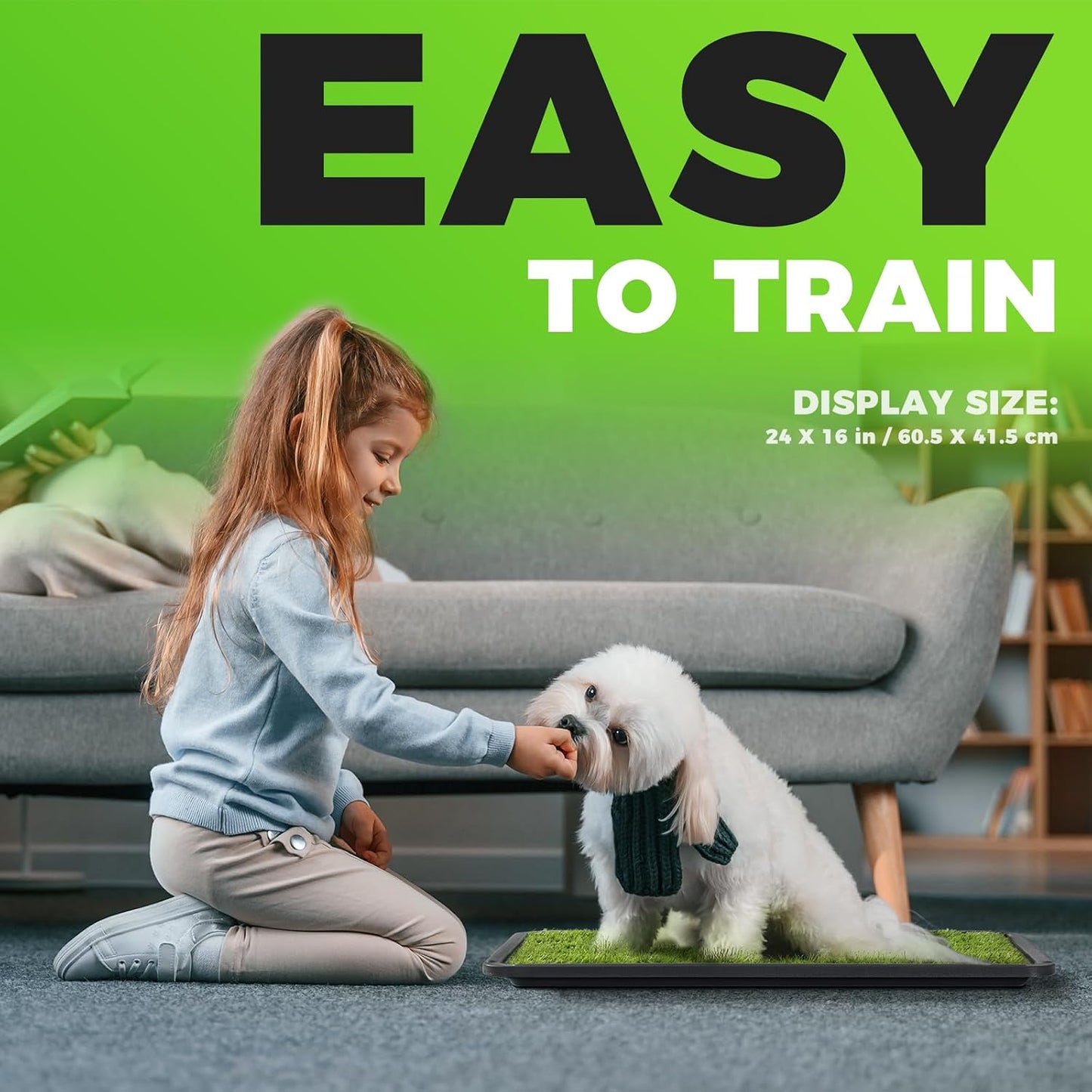Dog Grass Pad with Tray Large, 41"x27", 2 Reusable Artificial Turf for Dogs Potty, Waterproof Non-Slip Washable Pee Pads, Quickly Absorbency Portable Dog Litter Box for Indoor/Outdoor Use