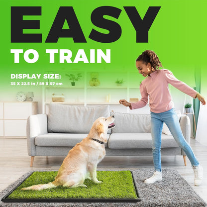 Dog Grass Pad with Tray Large, 41"x27", 2 Reusable Artificial Turf for Dogs Potty, Waterproof Non-Slip Washable Pee Pads, Quickly Absorbency Portable Dog Litter Box for Indoor/Outdoor Use