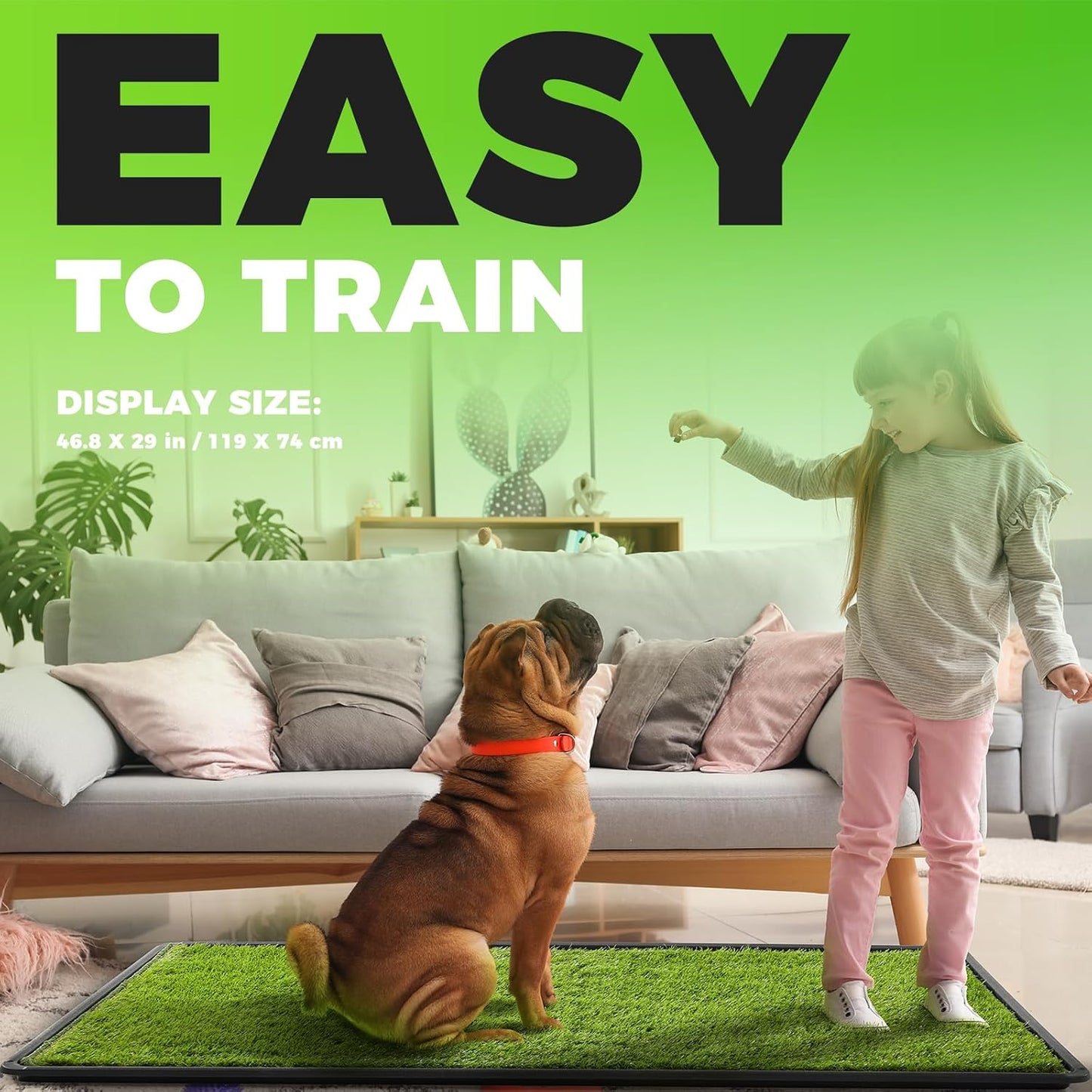Dog Grass Pad with Tray Large, 41"x27", 2 Reusable Artificial Turf for Dogs Potty, Waterproof Non-Slip Washable Pee Pads, Quickly Absorbency Portable Dog Litter Box for Indoor/Outdoor Use