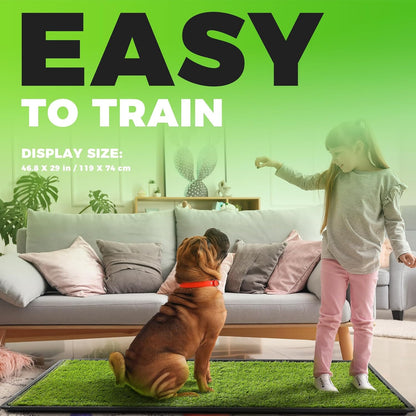 Dog Grass Pad with Tray Large, 41"x27", 2 Reusable Artificial Turf for Dogs Potty, Waterproof Non-Slip Washable Pee Pads, Quickly Absorbency Portable Dog Litter Box for Indoor/Outdoor Use