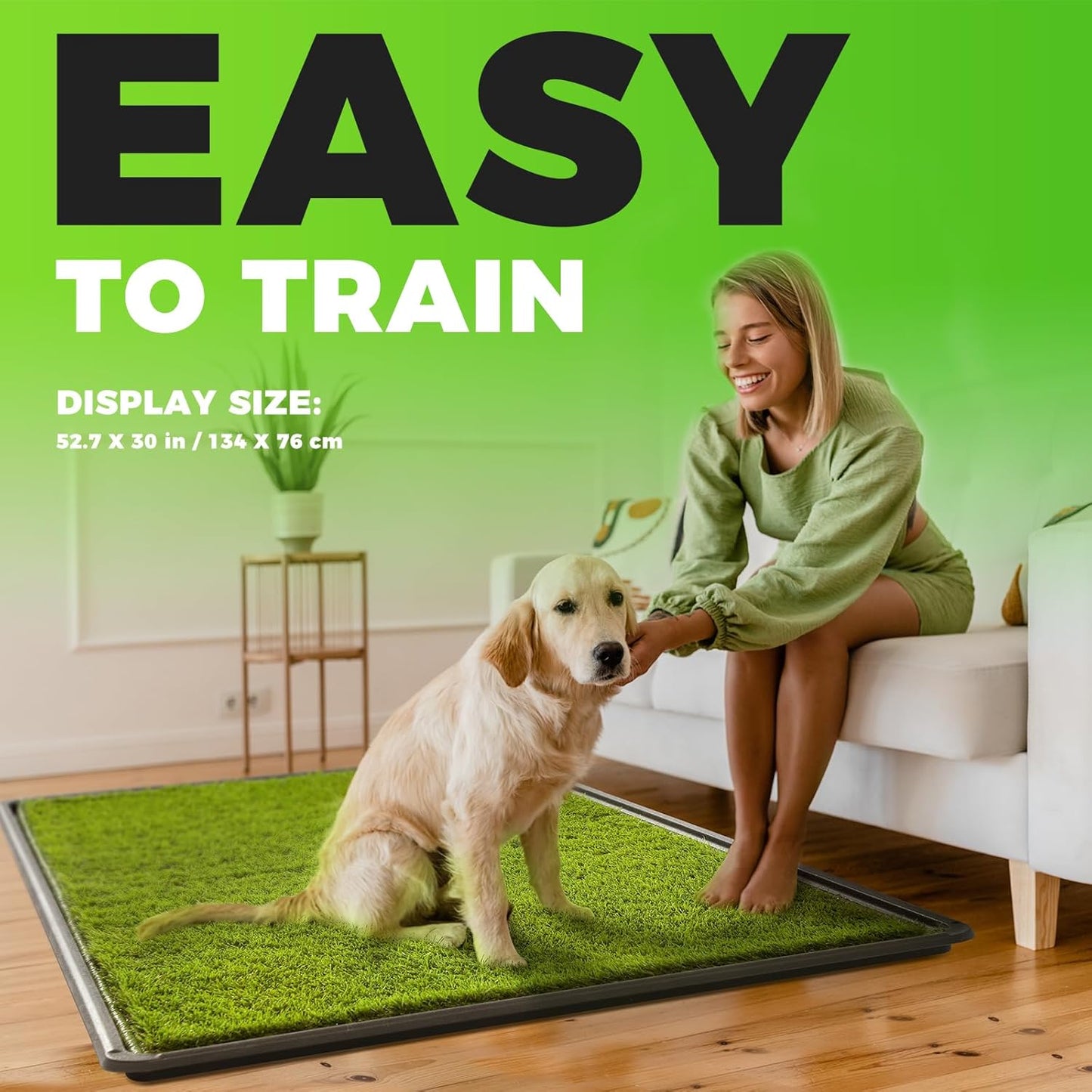 Dog Grass Pad with Tray Large, 41"x27", 2 Reusable Artificial Turf for Dogs Potty, Waterproof Non-Slip Washable Pee Pads, Quickly Absorbency Portable Dog Litter Box for Indoor/Outdoor Use