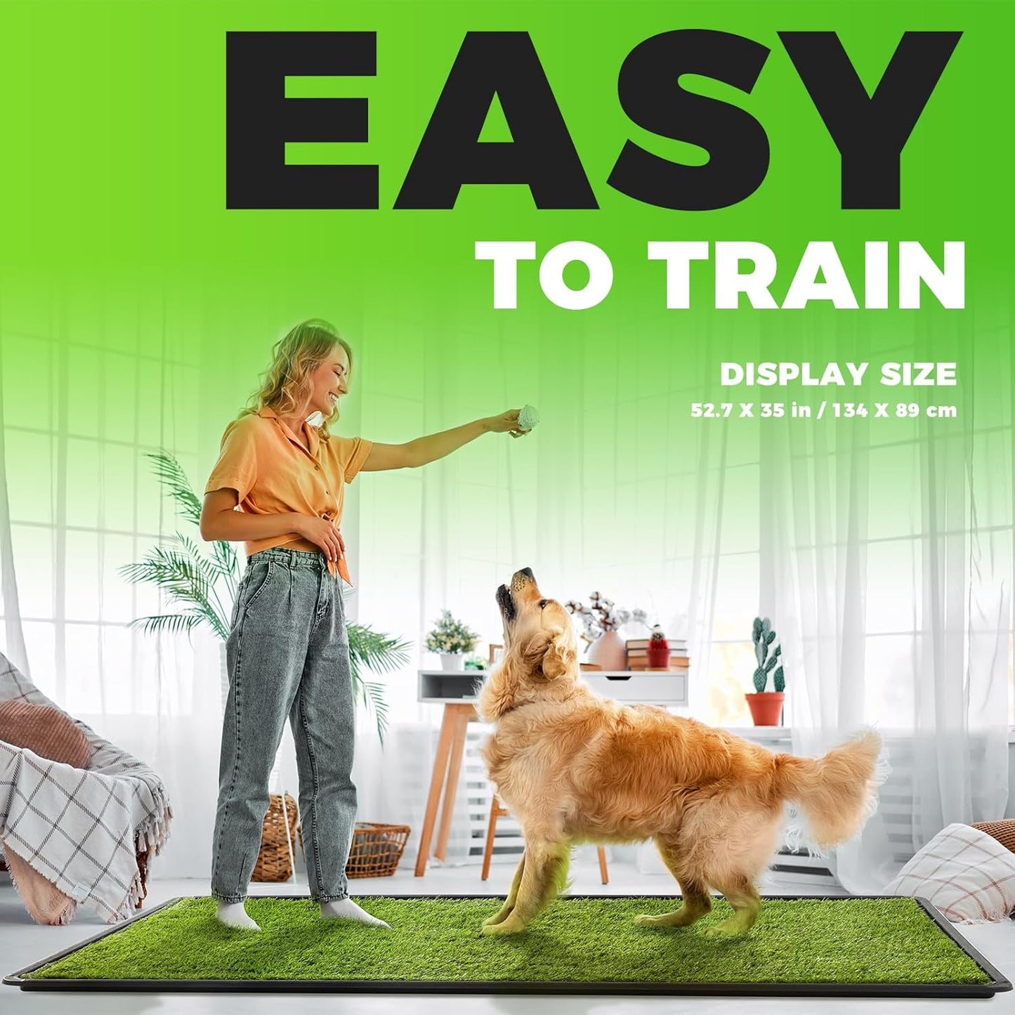 Dog Grass Pad with Tray Large, 41"x27", 2 Reusable Artificial Turf for Dogs Potty, Waterproof Non-Slip Washable Pee Pads, Quickly Absorbency Portable Dog Litter Box for Indoor/Outdoor Use