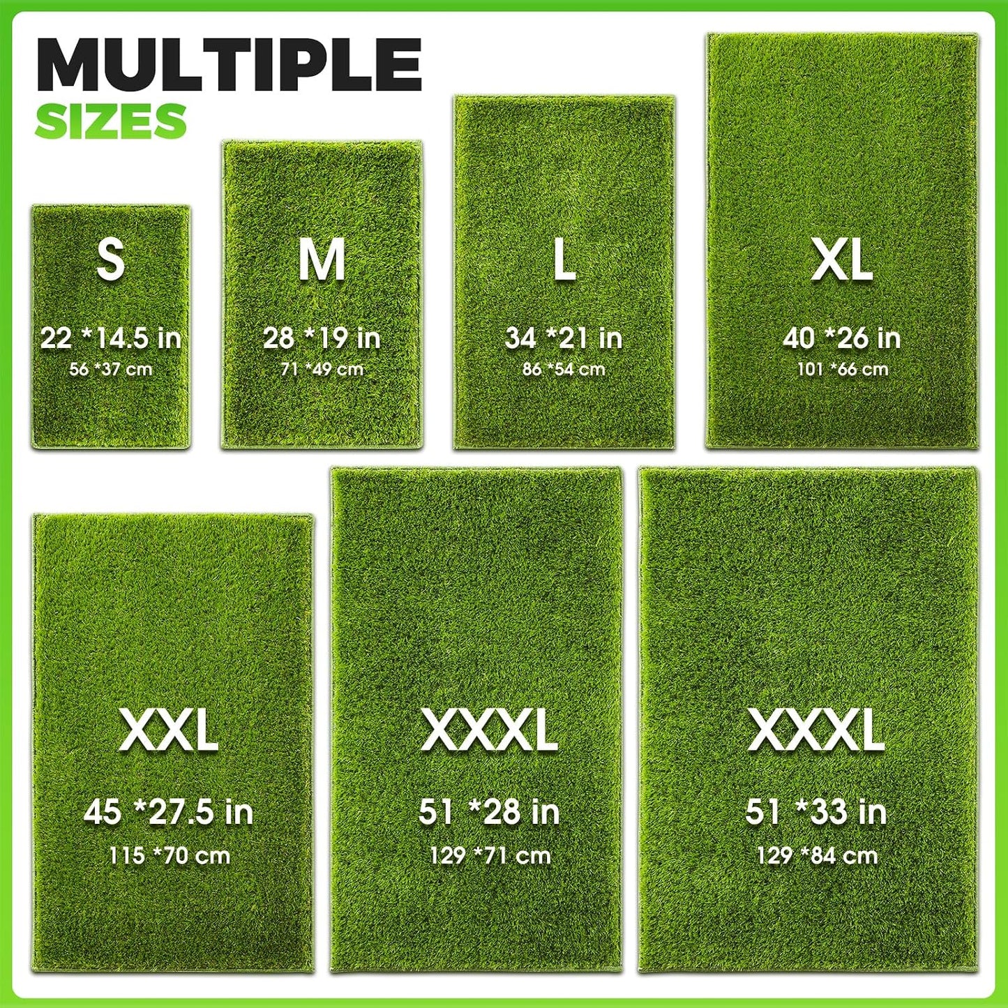 Dog Grass Pad with Tray Large, 41"x27", 2 Reusable Artificial Turf for Dogs Potty, Waterproof Non-Slip Washable Pee Pads, Quickly Absorbency Portable Dog Litter Box for Indoor/Outdoor Use