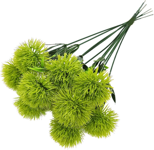 10Pcs 11 Inch Artificial Dandelion Flowers, Faux Plastic Bouquets Shrubs for Home, Wedding, Garden, Party, Indoor/Outdoor Decoration(Green)