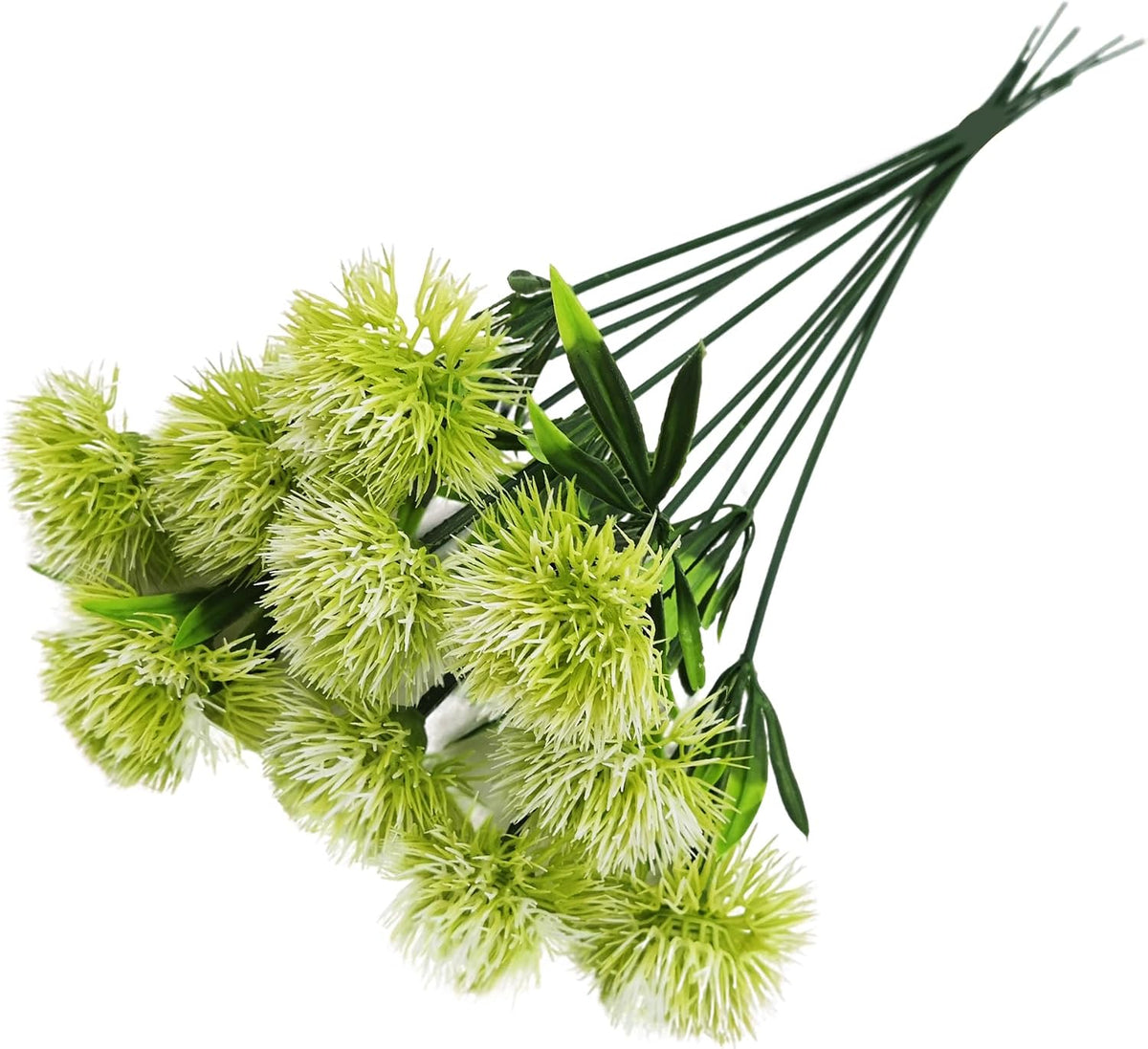 10Pcs 11 Inch Artificial Dandelion Flowers, Faux Plastic Bouquets Shrubs for Home, Wedding, Garden, Party, Indoor/Outdoor Decoration(Green)