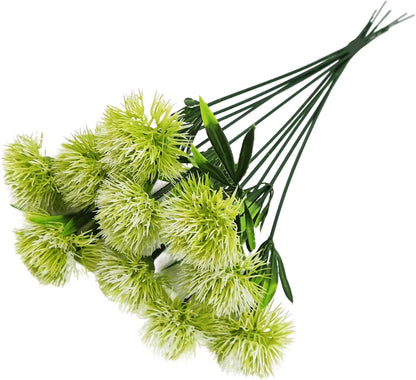 10Pcs 11 Inch Artificial Dandelion Flowers, Faux Plastic Bouquets Shrubs for Home, Wedding, Garden, Party, Indoor/Outdoor Decoration(Green)