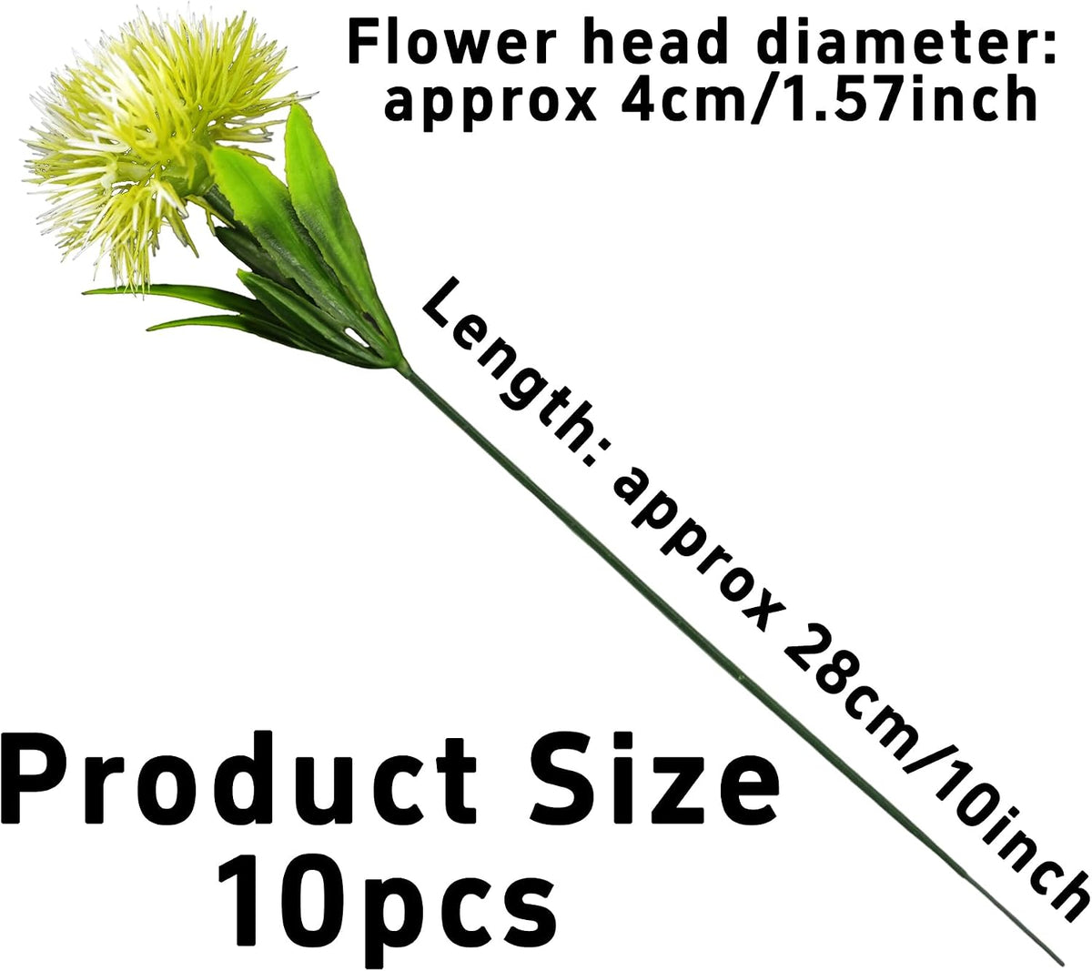 10Pcs 11 Inch Artificial Dandelion Flowers, Faux Plastic Bouquets Shrubs for Home, Wedding, Garden, Party, Indoor/Outdoor Decoration(Green)