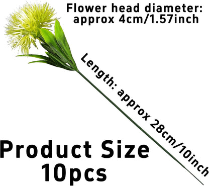 10Pcs 11 Inch Artificial Dandelion Flowers, Faux Plastic Bouquets Shrubs for Home, Wedding, Garden, Party, Indoor/Outdoor Decoration(Green)