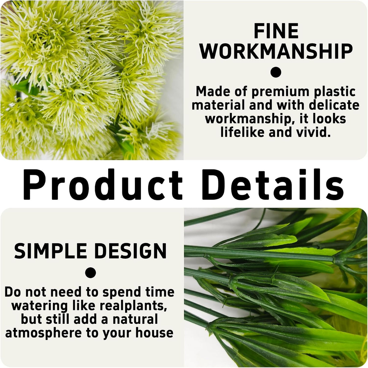 10Pcs 11 Inch Artificial Dandelion Flowers, Faux Plastic Bouquets Shrubs for Home, Wedding, Garden, Party, Indoor/Outdoor Decoration(Green)