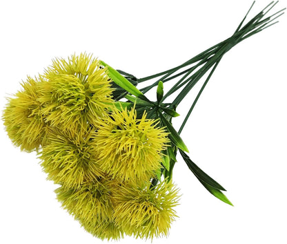 10Pcs 11 Inch Artificial Dandelion Flowers, Faux Plastic Bouquets Shrubs for Home, Wedding, Garden, Party, Indoor/Outdoor Decoration(Green)