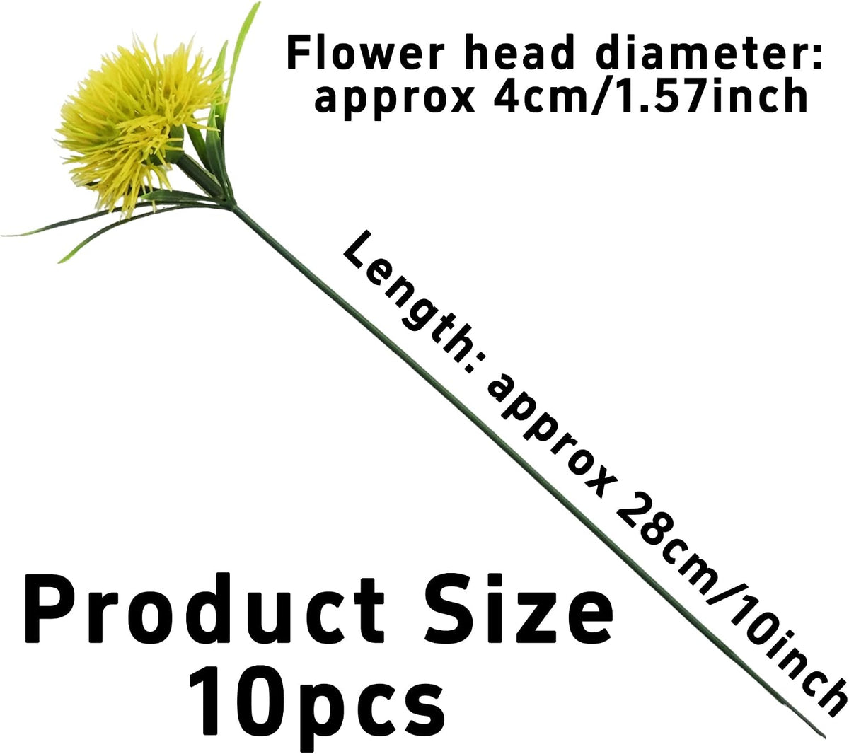 10Pcs 11 Inch Artificial Dandelion Flowers, Faux Plastic Bouquets Shrubs for Home, Wedding, Garden, Party, Indoor/Outdoor Decoration(Green)