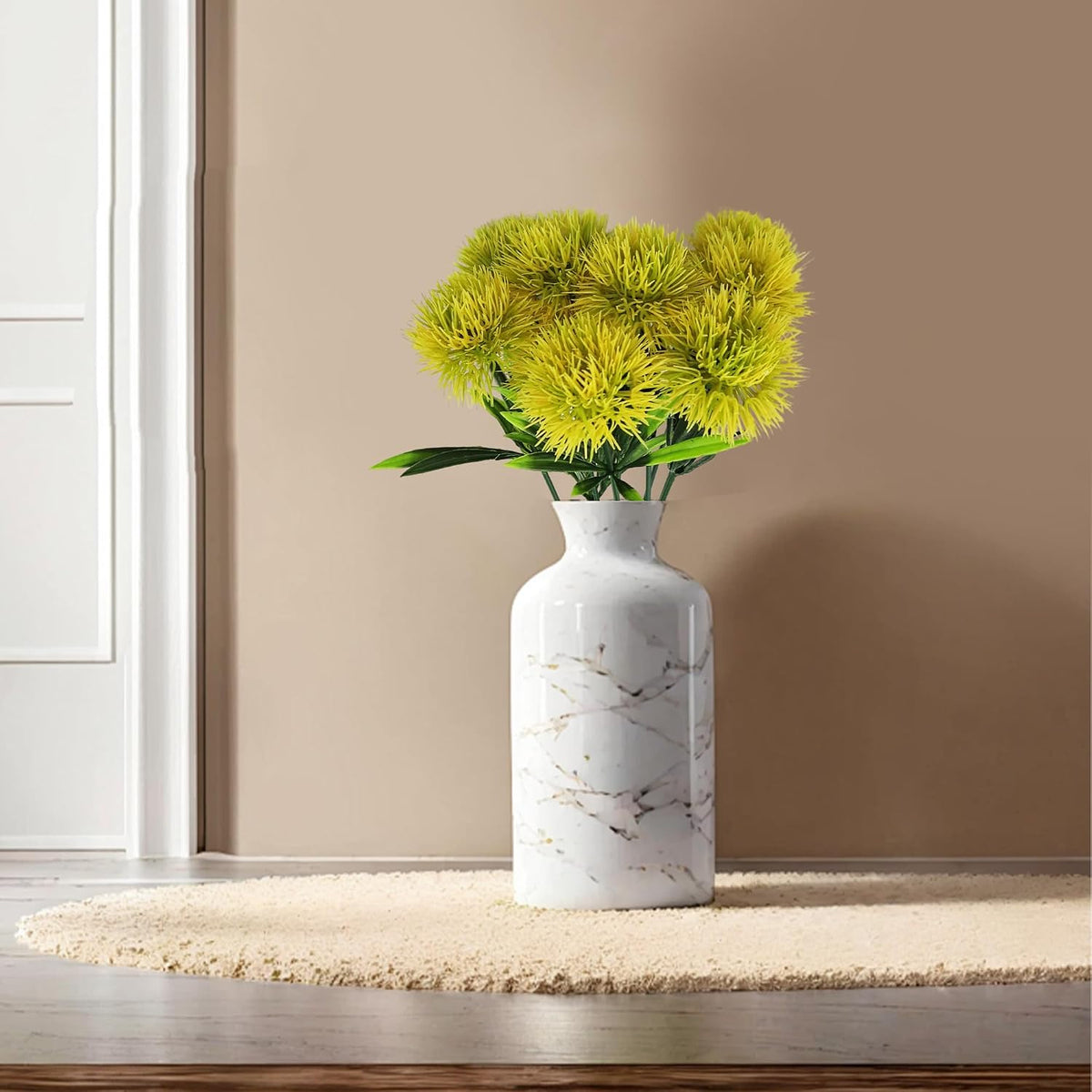 10Pcs 11 Inch Artificial Dandelion Flowers, Faux Plastic Bouquets Shrubs for Home, Wedding, Garden, Party, Indoor/Outdoor Decoration(Green)