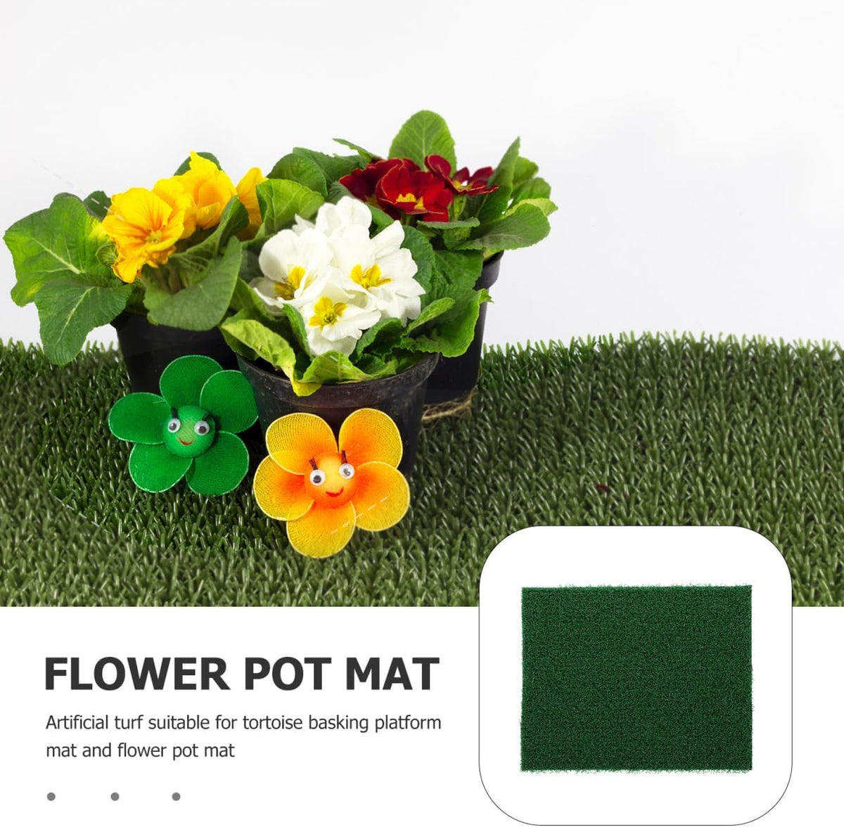 Fish Tank Simulation Turf Mat 9.8X7.9 Inches Artificial Turf for Turtle Basking Platform Home Landscaping Flowerpot Decoration