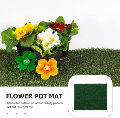 Fish Tank Simulation Turf Mat 9.8X7.9 Inches Artificial Turf for Turtle Basking Platform Home Landscaping Flowerpot Decoration