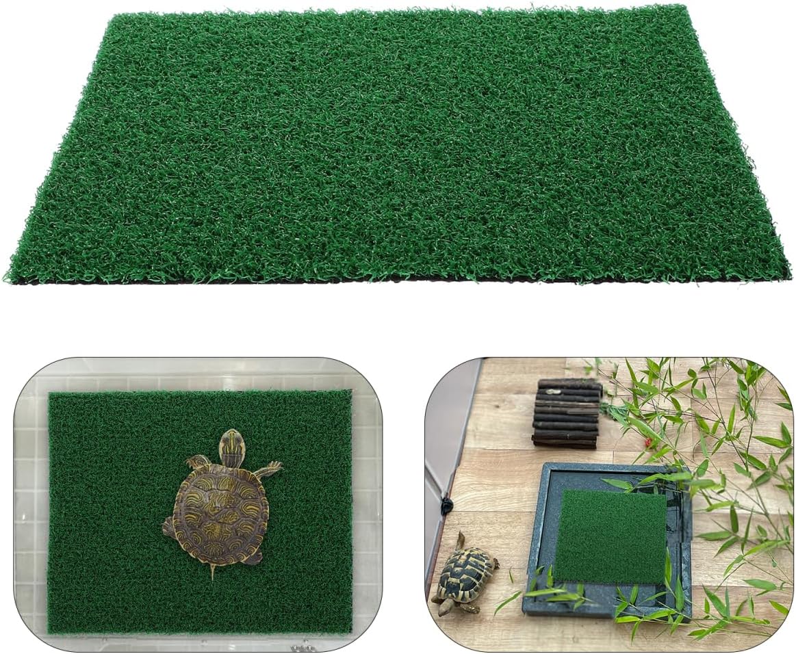 Fish Tank Simulation Turf Mat 9.8X7.9 Inches Artificial Turf for Turtle Basking Platform Home Landscaping Flowerpot Decoration